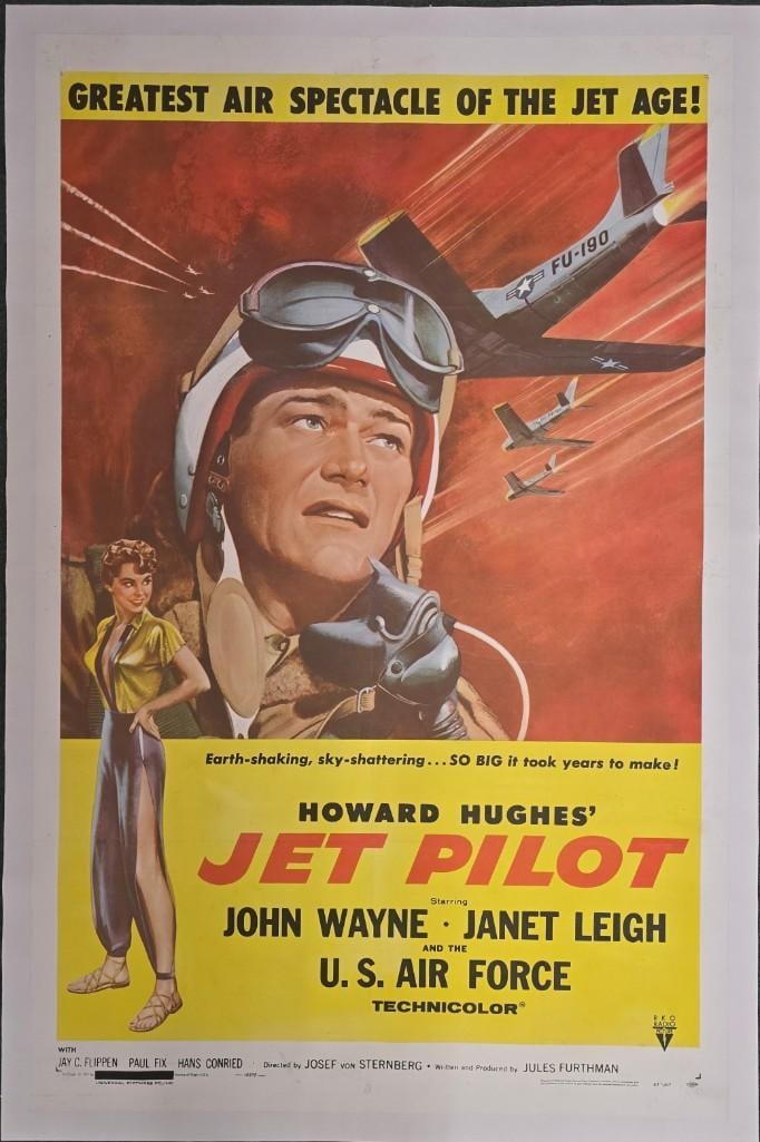 Jet Pilot - 1957 Linen Backed One Sheet: Quantity: 1 Year: 1957 Condition: Very Good - Linen Backed Country: U.S.A Size: 27x41 Genre: War / Drama Stars: John Wayne, Janet Leigh, Jay Flippen