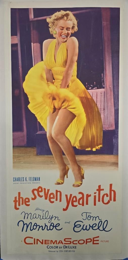 Seven Year Itch - 1955 Trimmed Door Panel: Quantity: 1 Year: 1955 Condition: Very Good - Linen Backed Country: U.S.A Size: 20x43 Genre: Comedy Stars: Marilyn Monroe, Tom Ewell, Evelyn Keys