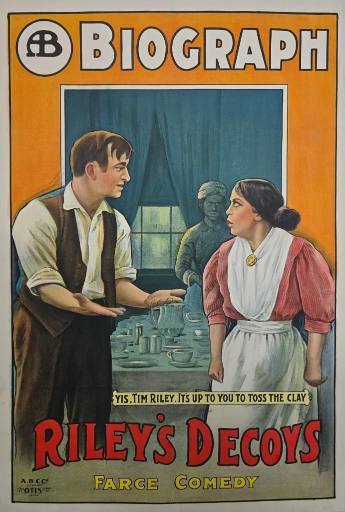 Riley's Decoys - 1913 Linen Backed One Sheet: Quantity: 1 Year:1913 Condition:Very Good Linen Backed Country: U.S.A Size: 27x41 Genre: Silent Stars:Charles Murray
