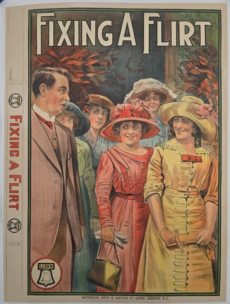 Fixing a Flirt - 1912 Linen Backed English One Sheet (1 of 1)