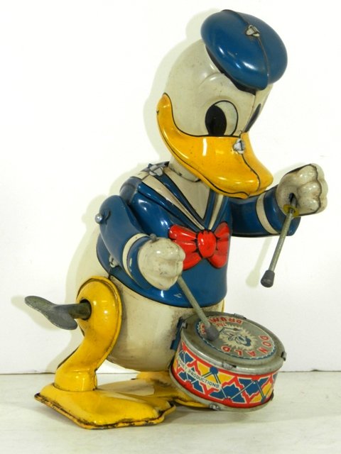 Linemar Donald Duck Drummer Tin Wind-up: Linemar Donald Duck Drummer Tin Wind-up. All original and in Very Good Condition.