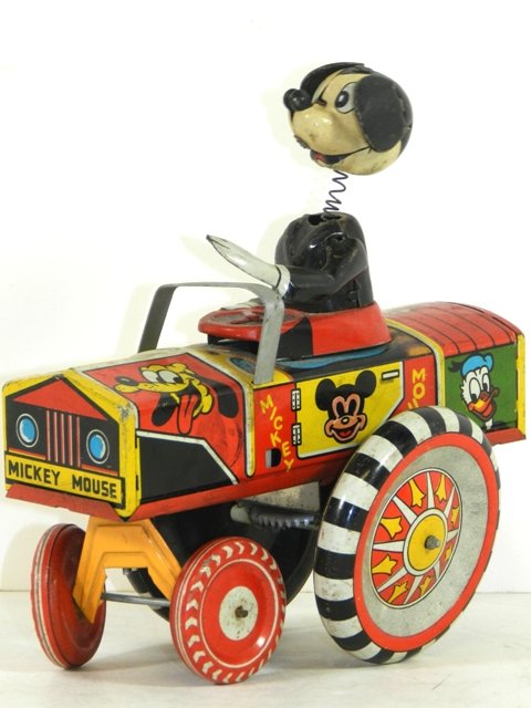 Linemar Mickey Mouse Dipsy Car Tin Wind-up: Linemar Mickey Mouse Dipsy Car Tin Wind-up. All original with one loose wheel. Good Condition