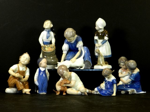 8 B & G Danish Royal Copenhagen Figurines: Collection of 8 different Bing & Grondahl porcelain figurines. All in good condition.