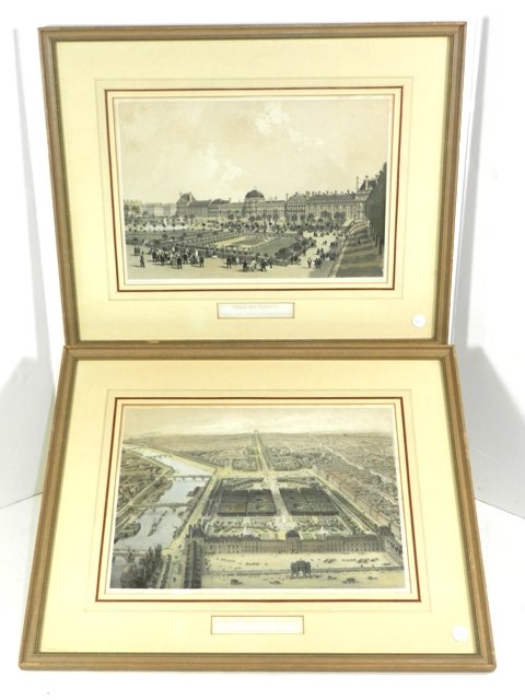 2 French Hand Tinted Lithos Felix Bonoist: 2 French Hand Tinted Lithos Felix Bonoist & PH Boniost. Framed and titled as shown. Approx 22" x 18" with frame.