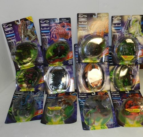 12- KENNER ALIENS ACTION FIGURES: 12- KENNER ALIENS ACTION FIGURES. SNAKE ALIEN, BULL ALIEN, FLYING QUEEN ALIEN, ALIEN ARACHNID, GORILLA ALIEN, PANTHER ALIEN, SCORPION ALIEN, RHINO ALIEN, KILLER CRAB ALIEN, WILD BOAR ALIEN, QUEEN FACE