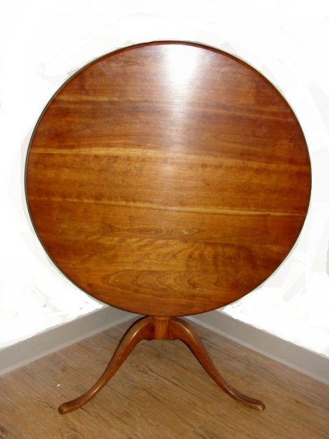 Stickley Bros. Cherry Queen Ann Tilt Top Table: Mid 20th C. Condition overall very good with couple light scuff marks. 28''x 36'' tilted 48'' tall.