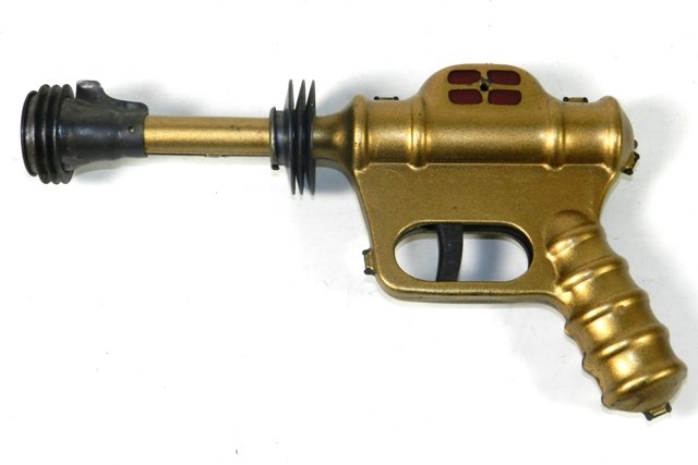 DAISY BUCK ROGERS ATOMIC GUN: Moderate wear on this 1940's Space Ray Gun. Really strong trigger.