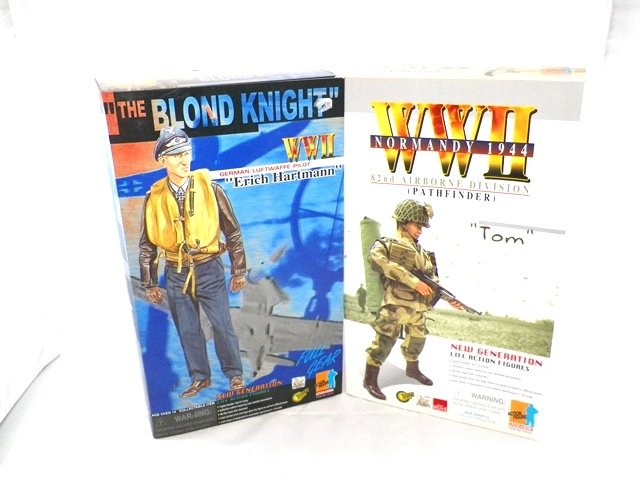 2- DRAGON WWII ACTION FIGURES MIB: 82nd Airborne Division Pathfinder Tom and The Blond Knight Erich Hartmann 12" Action Figures. Mint in Box