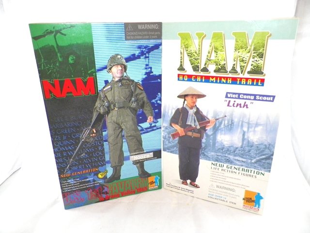 2- DRAGON NAM 12" ACTION FIGURES MIB: Viet Cong Scout Linh, and CAV Battalion Commander Moore Mint in boxes