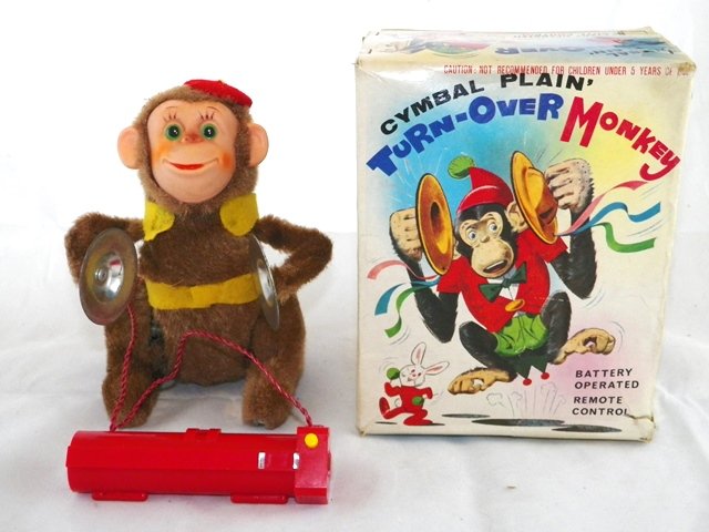TN CYMBAL PLAIN' TURN-OVER MONKEY w/Box: All original ans complete. With original box. Excellent