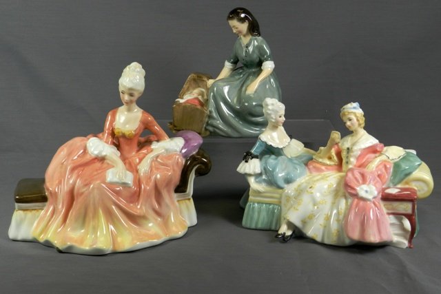 ROYAL DOULTON LOT OF THREE FIGURINES: Included is HN 2246 Cradle Song, HN 2306 Reverie, and HN 2149 Love Letter (hairline on arm).