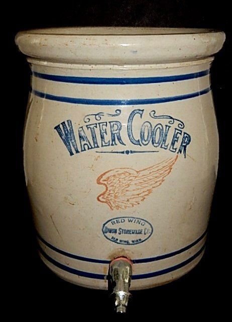 Vintage Red Wing 3 Gallon Water/Tea Cooler: Three gallon water/tea cooler crock with chrome spigot, chip on inside bottom with # 3 in bottom. 12" tall and 8" in diameter at the top
