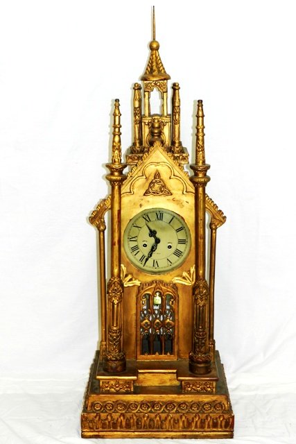 Early 20th Century Irish Celtic Cathedral Clock: Early 20th Century Irish Celtic Cathedral Clock with slight gothic presence. 31 day. Approx. 4ft x 15".