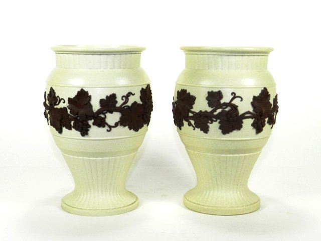 Pr. Wedgwood White Jasperware Vases (1 of 7)