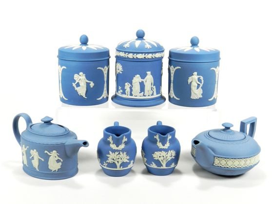 Wedgwood Blue Jasperware Tea Set Pieces (7) (1 of 1)