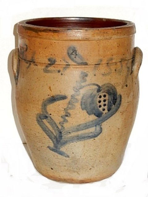 19th C. Cobalt Decorated Stoneware Crock (1 of 6)