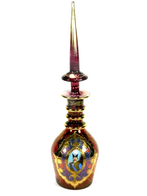 Bohemian Enameled Glass Decanter and Stopper (1 of 9)