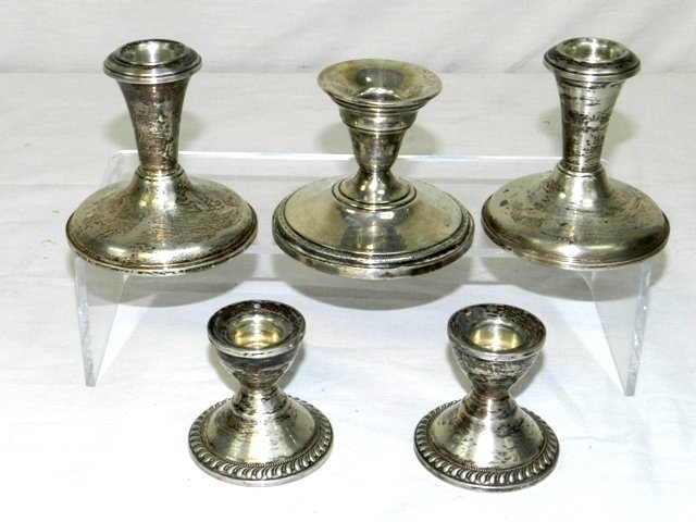 Five Sterling Silver Candlesticks (1 of 4)