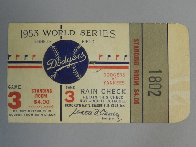 1953 World Series Game #3 Ticket Stub (1 of 5)