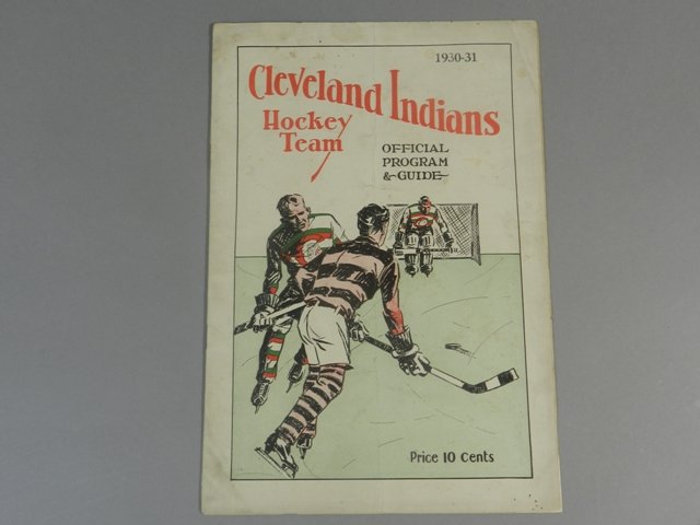 1930-31 Cleveland Indians vs. Buffalo Bisons Hockey: This is an International Hockey League program from The Elysium in Cleveland. Unscored. F/G condition with some pages separated from the staples. Yes, Cleveland, you had a hockey team called The India