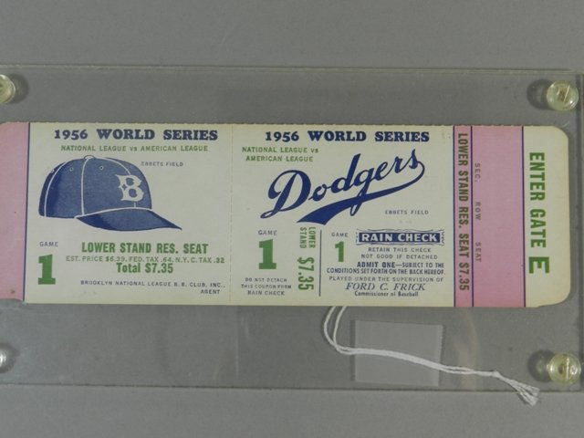 1956 World Series Game #1 Full Ticket Proof Dodgers vs. (1 of 9)