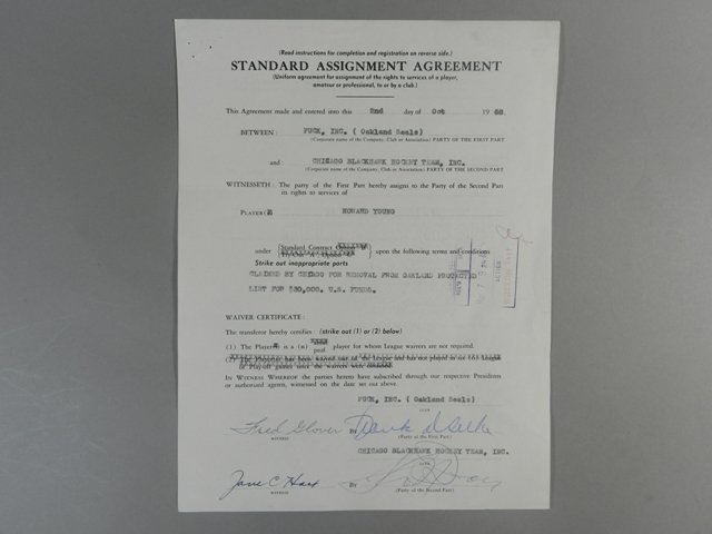 1968 Howie "Wild Thing" Young NHL Contract (1 of 6)