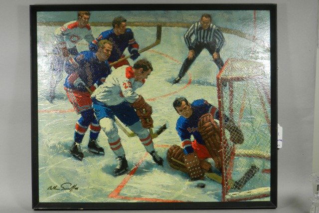 Arthur Sarnoff Hockey Oil Painting Canadiens vs Rangers (1 of 9)