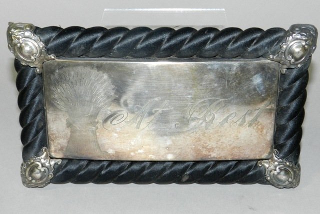 Sterling Silver Victorian Mourning Coffin Plaque: Sterling silver Victorian mourning coffin plaque, "At Rest." H 5" x W 81/2". Age appropriate condition.