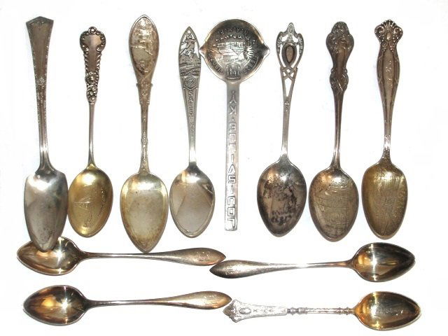 Twelve Vintage Sterling Souvenir State Spoons (1 of 7)