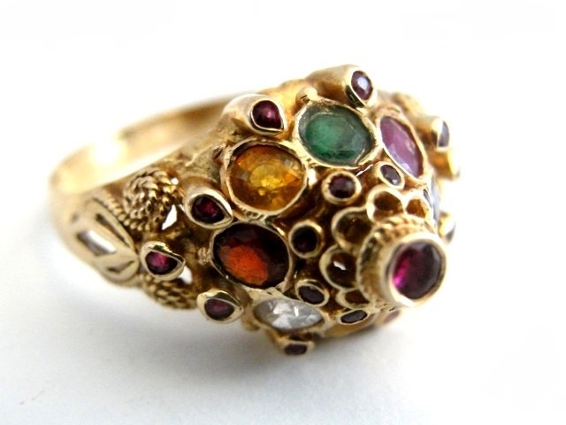 14kt. Gold Gemstone Harem Ring 3.8 Gram (1 of 4)