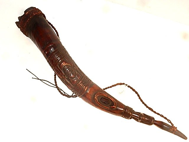 African Yoruba Carved Side Blow Horn Trumpet (1 of 7)