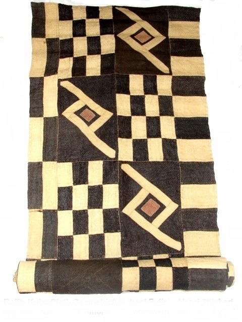 Vintage Raffia Kuba Cloth African DRC. 26'' x 146'' (1 of 6)