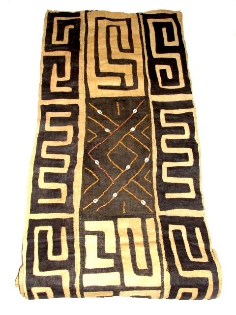 Vintage Raffia Kuba Cloth African DRC. 24'' x 162'' (1 of 6)