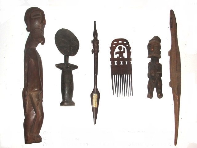 Group Of 6 Carved African Item's Pre 1960's (1 of 10)
