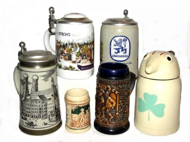 Group Of Six Various German Scenic Beer Steins (1 of 10)