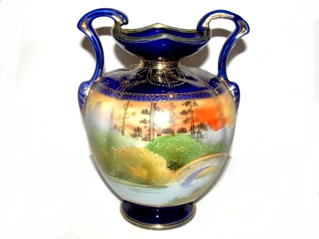 Nippon Cobalt Blue Gold Gilt Decorated Vase (1 of 6)