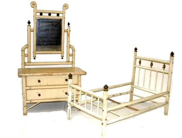 Eastlake-Style Doll Bamboo Dresser And Bed (1 of 8)