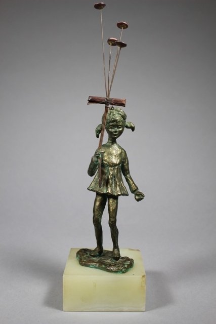Modern Mexican Bronze Sculpture on Alabaster (1 of 7)