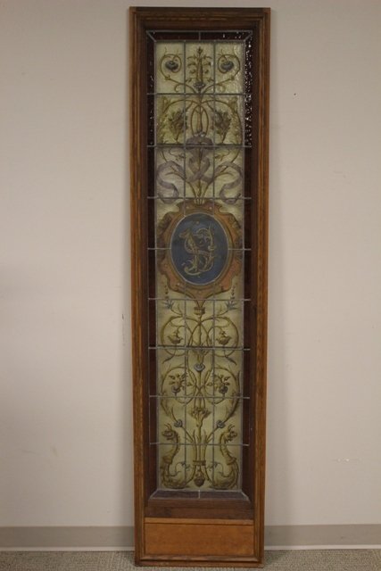Circa 1900 Hand Painted & Leaded Glass Window (1 of 9)