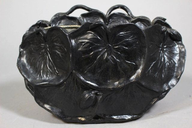 Art Nouveau Ebonized Cast Metal Wall Pocket (1 of 6)