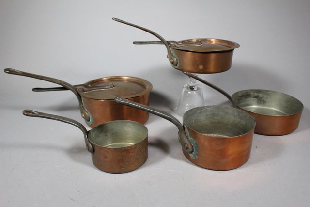 Five 19th/20th Century French Copper Pots (1 of 9)