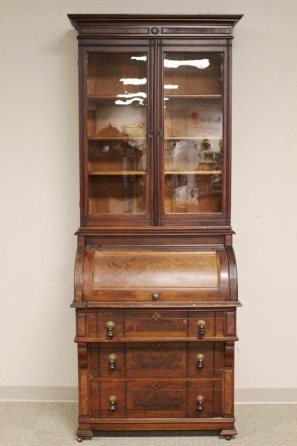 Ladies Victorian Cylinder Roll Secretary Desk (1 of 9)