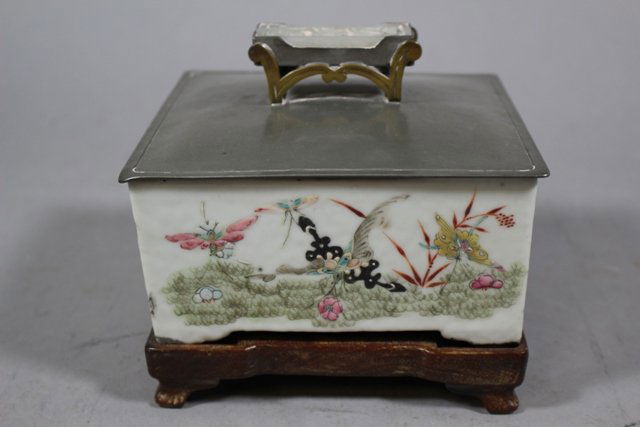 1950s Chinese Celadon Bulb Dish with Carved Jade (1 of 8)