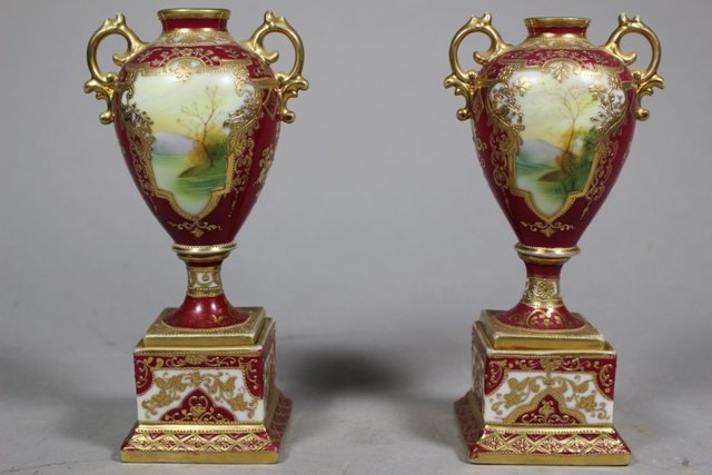 Pair of French Royal Vienna Umarked Urn Vases (1 of 6)