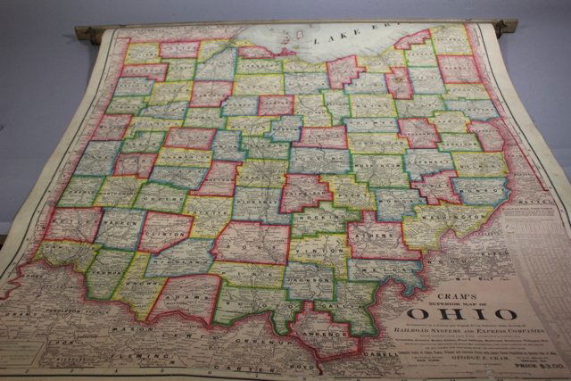 Ealry 1900's OHIO Railroad Retractable Map (1 of 7)