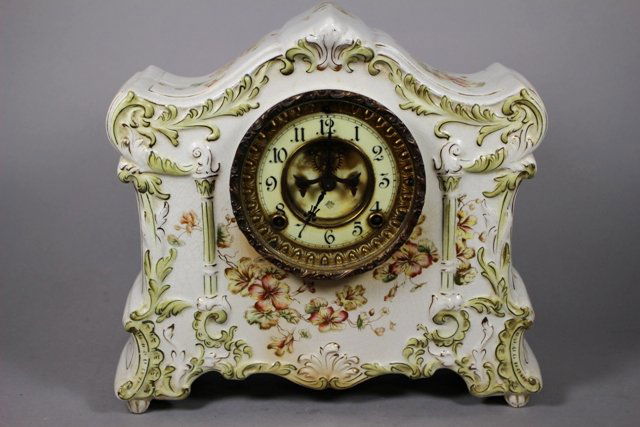 Ansonia Clock Co Hand Painted Porcelain Mantel Clock (1 of 9)