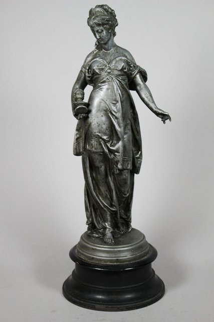 Cast Metal Classical Female Statue on Stand (1 of 8)