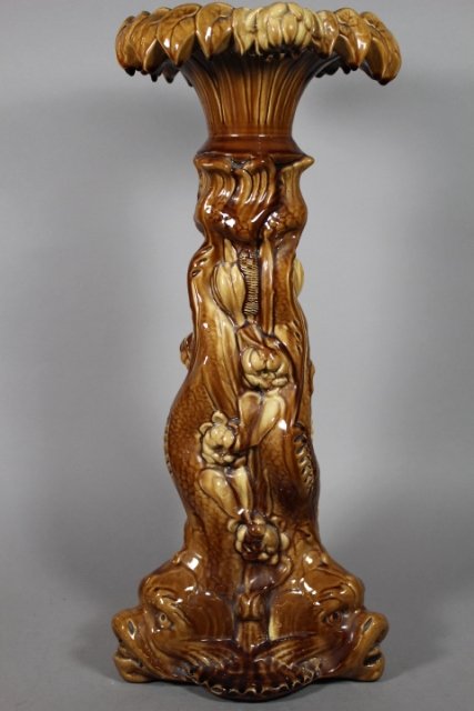 19th Century English Majolica Pedestal Stand (1 of 8)