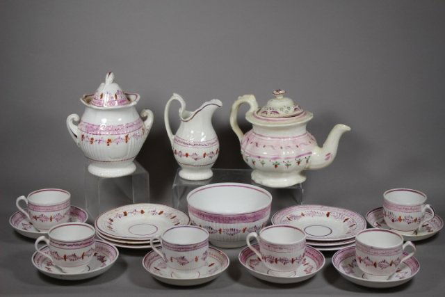 ca 1860 English Pink Lustreware Tea Service (1 of 8)