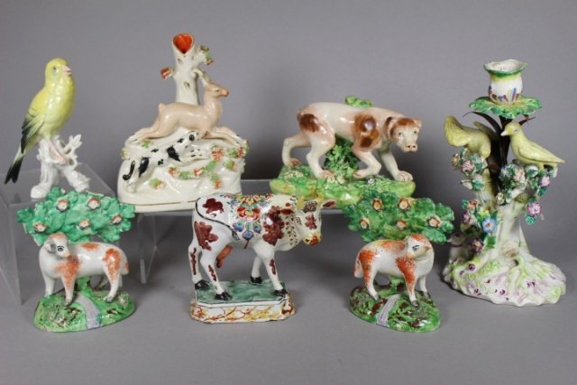 Group Of 7 Pieces Of Antique Staffordshire Pottery (1 of 9)